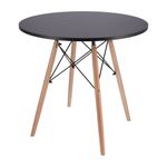Casa si Gradina - Mobilier - Mese si birouri - Mese bucatarie si dining - Masa rotunda Jumi, model scandinav, 80x80 cm, din MDF negru, cu picioare din lemn masiv - Infinity.ro