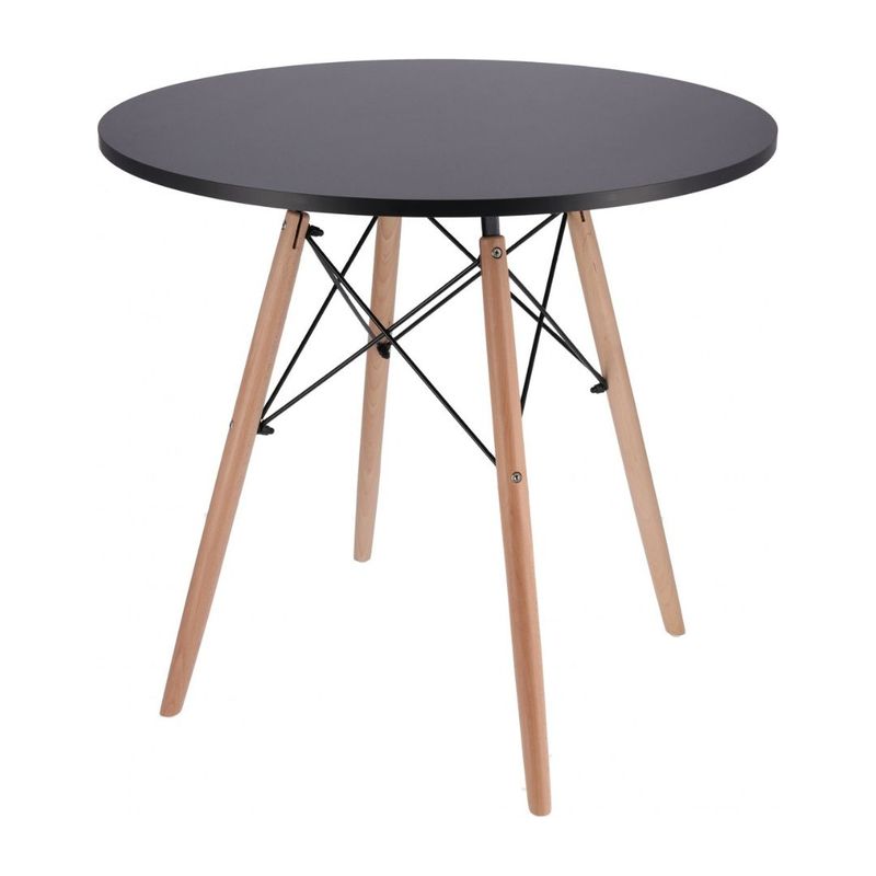 Casa si Gradina - Mobilier - Mese si birouri - Mese bucatarie si dining - Masa rotunda Jumi, model scandinav, 80x80 cm, din MDF negru, cu picioare din lemn masiv - Infinity.ro