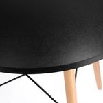 Casa si Gradina - Mobilier - Mese si birouri - Mese bucatarie si dining - Masa rotunda Jumi, model scandinav, 80x80 cm, din MDF negru, cu picioare din lemn masiv - Infinity.ro