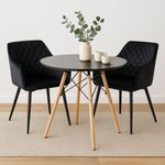 Casa si Gradina - Mobilier - Mese si birouri - Mese bucatarie si dining - Masa rotunda Jumi, model scandinav, 80x80 cm, din MDF negru, cu picioare din lemn masiv - Infinity.ro
