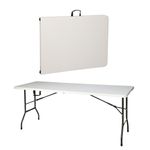 Sport si Outdoor - Camping - Mobilier pentru camping - Mese camping - Masa pliabila tip valiza 180 cm, ideala pentru evenimente, camping si gratar – alb, structura metalica rezistenta - Infinity.ro