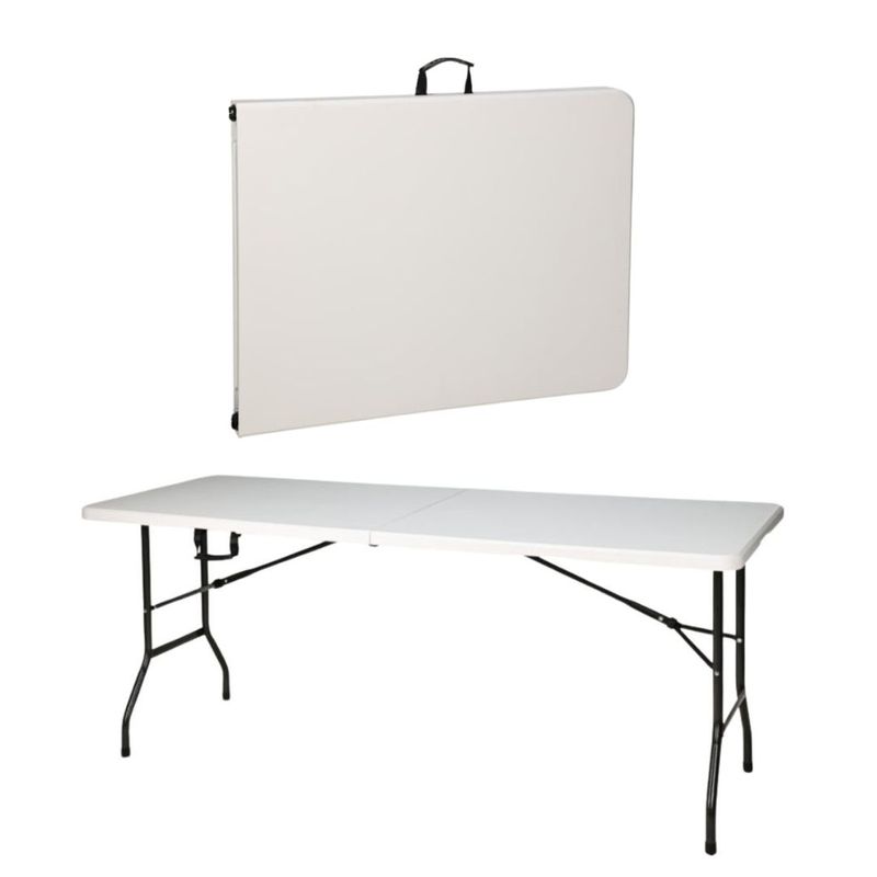 Sport si Outdoor - Camping - Mobilier pentru camping - Mese camping - Masa pliabila tip valiza 180 cm, ideala pentru evenimente, camping si gratar – alb, structura metalica rezistenta - Infinity.ro