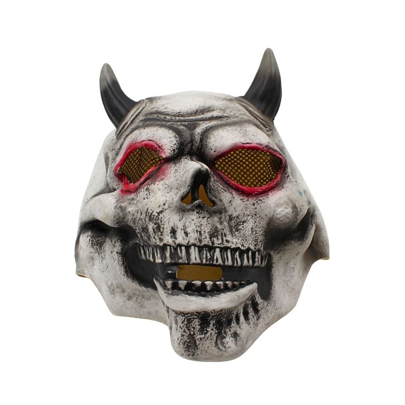 Casa si Gradina - Decoratiuni - Decoratiuni petrecere - Masti si costume carnaval - Masca pentru Halloween, Amscan, model demon craniu, gri cu coarne negre si ochi rosii, one size - Infinity.ro