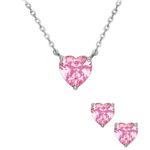 Fashion, accesorii si bijuterii - Femei - Bijuterii femei - Coliere femei - Set Romantic din Argint cu Inimioare Roz - Infinity.ro