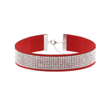 Fashion, accesorii si bijuterii - Femei - Bijuterii femei - Coliere femei - Choker Strălucitor cu Cristale, Piele  Roșu sau Negru - Rosu - Infinity.ro