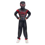 Jucarii, Copii si Bebe - Jucarii si jocuri - Jucarii de rol - Masti si costume copii - Costum Spiderman negru KidMania cu muschi, masca cu lumini si doua manusi lansator, 7-9ani 120-130cm - Infinity.ro