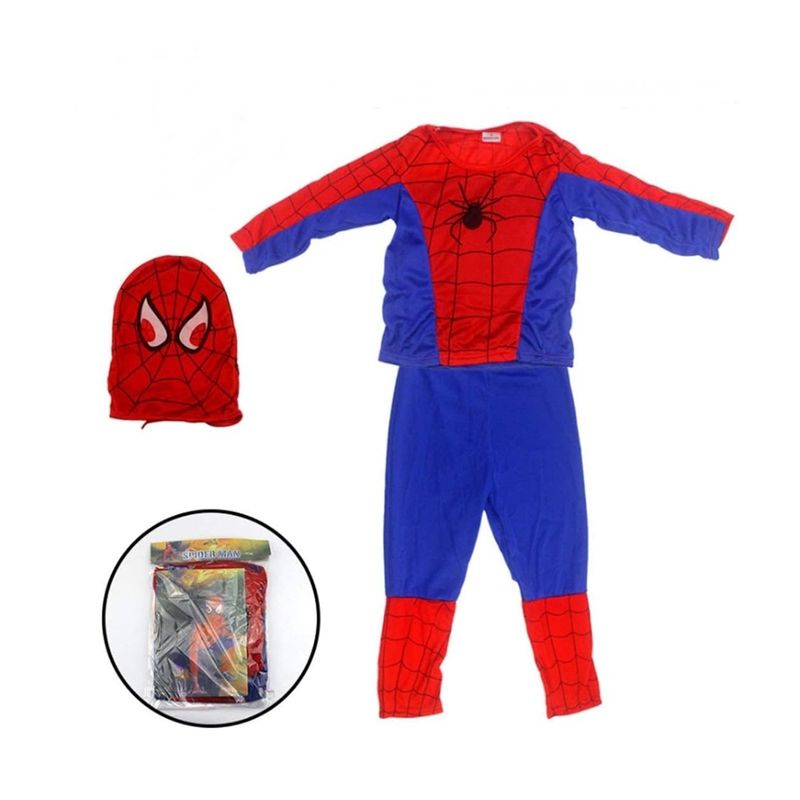 Jucarii, Copii si Bebe - Jucarii si jocuri - Jucarii de rol - Masti si costume copii - Set costum Spiderman si doua lansatoare cu discuri si ventuze plastic pentru copii 7-9 ani 120-130 cm - Infinity.ro