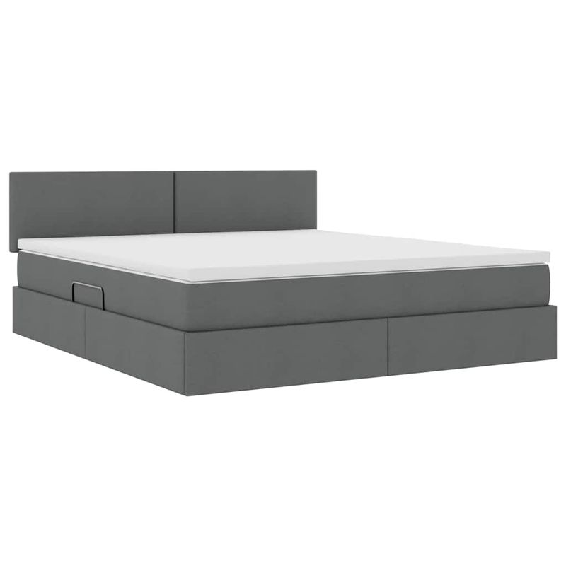 Casa si Gradina - Mobilier - Paturi si accesorii - Paturi - Pat cu lumini cu banda LED Gri inchis 180 x 200 cm tesatura - Infinity.ro