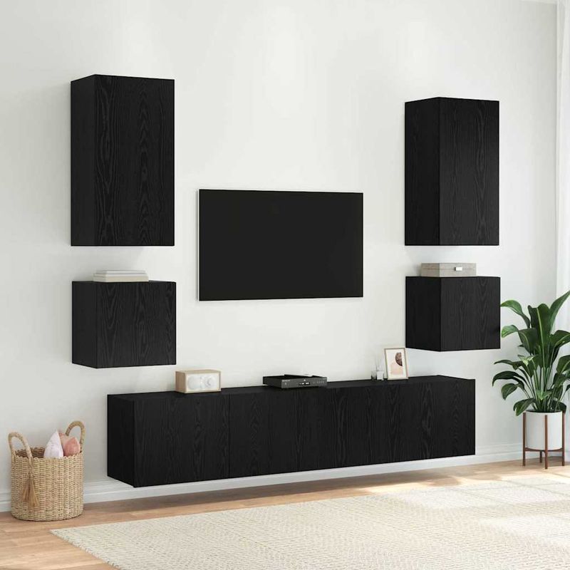 Casa si Gradina - Mobilier - Comode si corpuri - Comode - Dulap TV de perete Stejar Negru 100 x 35 x 41 cm Lemn compozit - Infinity.ro