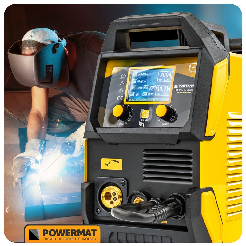 Casa si Gradina - Constructii - Scule electrice si accesorii - Aparate de sudura - Aparat sudura tip invertor, Powermat, 200A, MIG MAG MMA TIG, PM-IMGTS-200AL - Infinity.ro