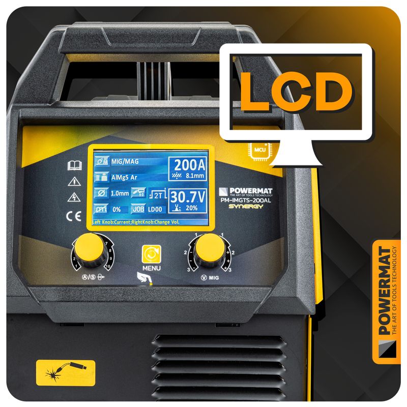 Casa si Gradina - Constructii - Scule electrice si accesorii - Aparate de sudura - Aparat sudura tip invertor, Powermat, 200A, MIG MAG MMA TIG, PM-IMGTS-200AL - Infinity.ro