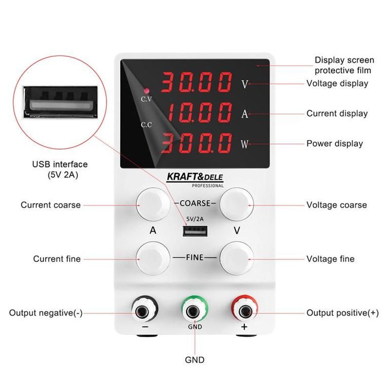 Casa si Gradina - Electrice - Accesorii electrice - Stabilizatoare tensiune si ups - Sursa de Alimentare de Laborator, Kraft&Dele, KD5870 - Infinity.ro