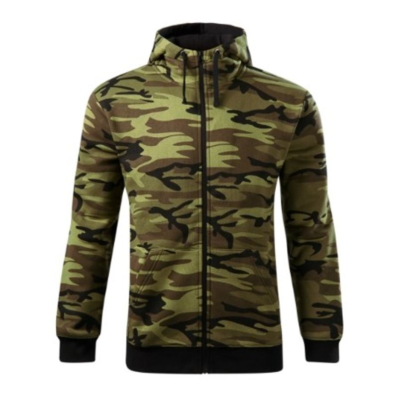 Fashion, accesorii si bijuterii - Barbati - Imbracaminte - Hanorace barbati - Hanorac pentru barbati, Camo Zipper C19, Malfini 2XL Camuflaj Verde - Infinity.ro