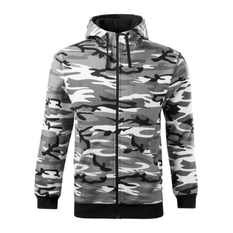 Fashion, accesorii si bijuterii - Barbati - Imbracaminte - Hanorace barbati - Hanorac pentru barbati, Camo Zipper C19, Malfini Camuflaj GRI 3XL - Infinity.ro
