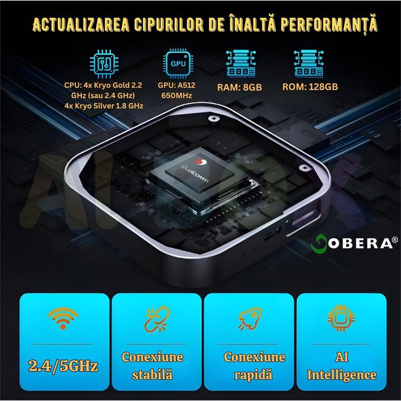 Auto si Moto - Electronice auto - Multimedia auto - Modul auto AI Box goBERA® Android 13, Wireless CarPlay & Android Auto, 8GB+128GB, 4G, GPS, Plug & Play - Infinity.ro