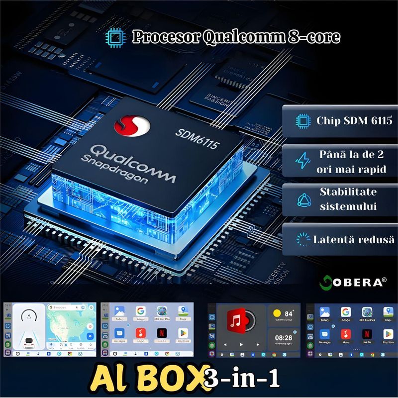 Auto si Moto - Electronice auto - Multimedia auto - Modul auto AI Box goBERA® Android 13, Wireless CarPlay & Android Auto, 8GB+128GB, 4G, GPS, Plug & Play - Infinity.ro