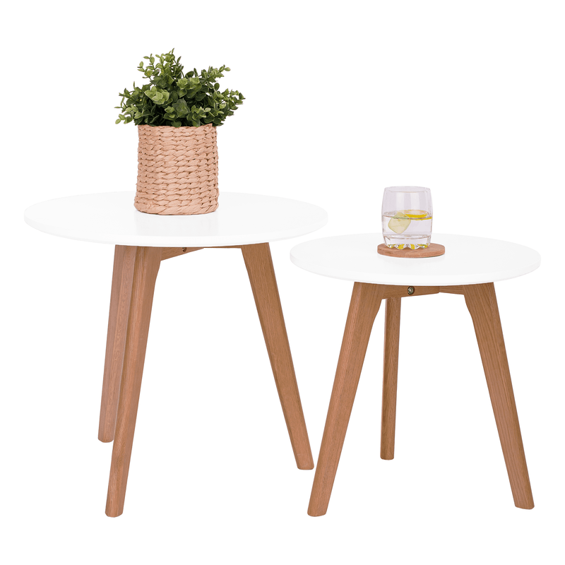 Casa si Gradina - Mobilier - Seturi de mobilier - Seturi mese si scaune - Set 2 masute pt. cafea, alb/fag, MALTO NEW - Infinity.ro