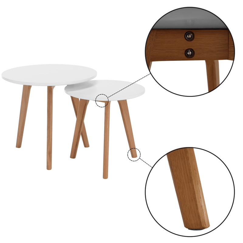 Casa si Gradina - Mobilier - Seturi de mobilier - Seturi mese si scaune - Set 2 masute pt. cafea, alb/fag, MALTO NEW - Infinity.ro