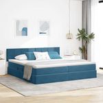 Casa si Gradina - Mobilier - Paturi si accesorii - Paturi - Pat cu lumini cu banda LED Albastru inchis 200 x 200 cm Catifea - Infinity.ro