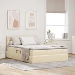 Casa si Gradina - Mobilier - Paturi si accesorii - Paturi - Pat cu lumini cu banda LED Creme 140 x 190 cm tesatura - Infinity.ro