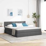 Casa si Gradina - Mobilier - Paturi si accesorii - Paturi - Pat cu lumini cu banda LED Gri inchis 160 x 200 cm tesatura - Infinity.ro