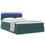 Casa si Gradina - Mobilier - Paturi si accesorii - Paturi - Pat cu lumini cu banda LED Verde inchis 140 x 190 cm Catifea - Infinity.ro