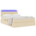 Casa si Gradina - Mobilier - Paturi si accesorii - Paturi - Pat cu lumini cu banda LED Creme 140 x 190 cm tesatura - Infinity.ro