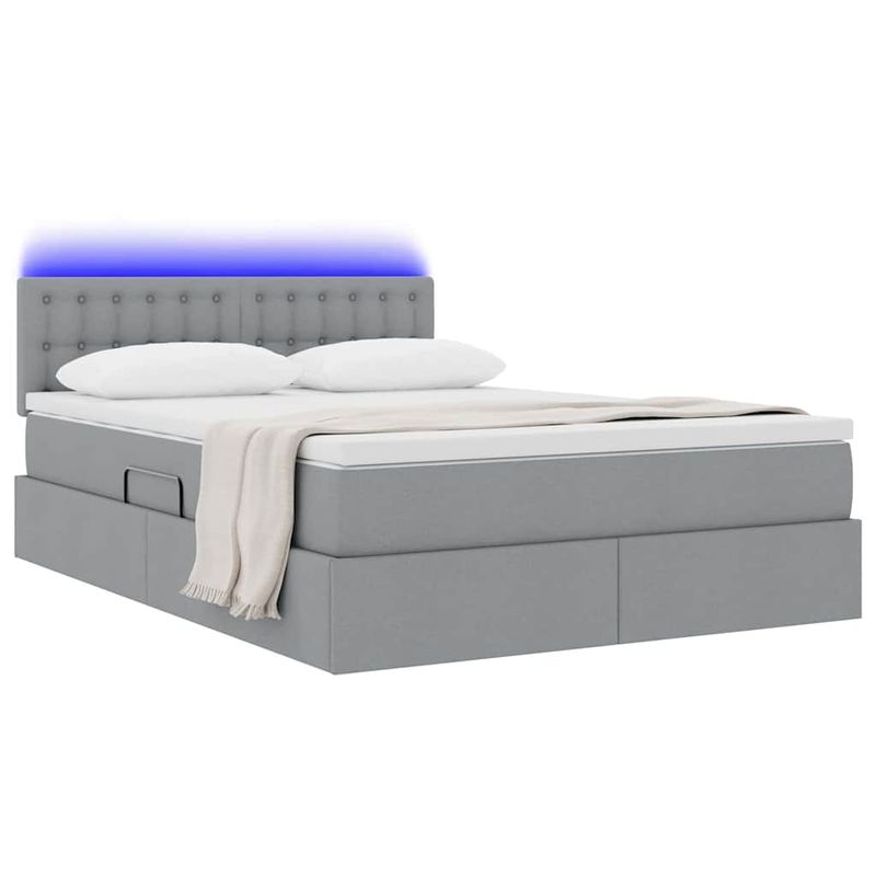 Casa si Gradina - Mobilier - Paturi si accesorii - Paturi - Pat cu lumini cu banda LED Gri deschis 140 x 200 cm tesatura - Infinity.ro