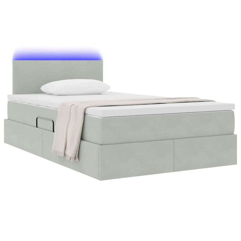 Casa si Gradina - Mobilier - Paturi si accesorii - Paturi - Pat cu lumini cu banda LED Gri deschis 120 x 200 cm Catifea - Infinity.ro