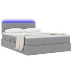 Casa si Gradina - Mobilier - Paturi si accesorii - Paturi - Pat cu lumini cu banda LED Gri deschis 140 x 190 cm tesatura - Infinity.ro