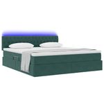 Casa si Gradina - Mobilier - Paturi si accesorii - Paturi - Pat cu lumini cu banda LED Verde inchis 160 x 200 cm Catifea - Infinity.ro