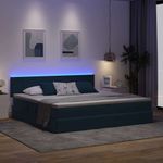 Casa si Gradina - Mobilier - Paturi si accesorii - Paturi - Pat cu lumini cu banda LED Albastru inchis 200 x 200 cm Catifea - Infinity.ro