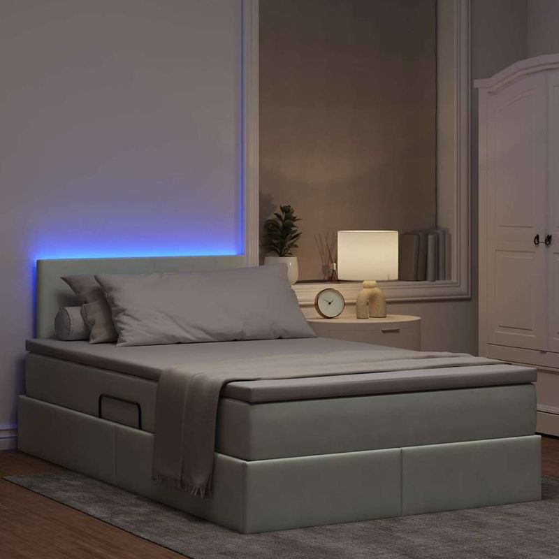Casa si Gradina - Mobilier - Paturi si accesorii - Paturi - Pat cu lumini cu banda LED Gri deschis 120 x 200 cm Catifea - Infinity.ro