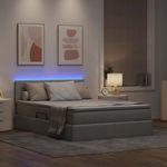 Casa si Gradina - Mobilier - Paturi si accesorii - Paturi - Pat cu lumini cu banda LED Gri deschis 140 x 190 cm tesatura - Infinity.ro