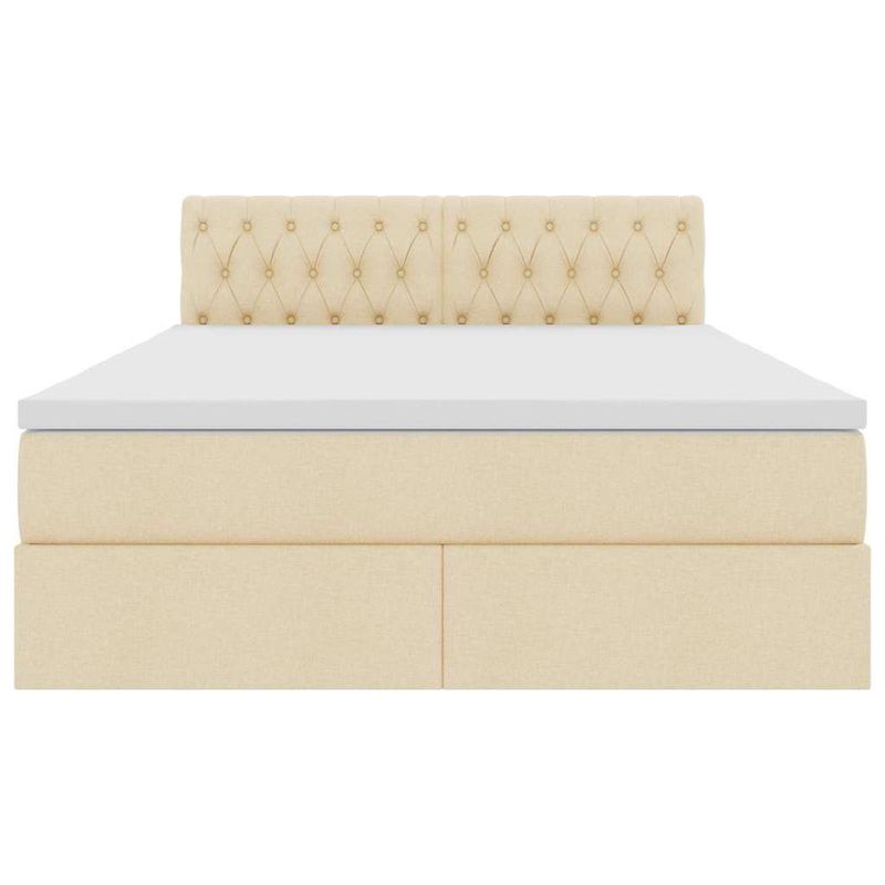 Casa si Gradina - Mobilier - Paturi si accesorii - Paturi - Pat cu lumini cu banda LED Creme 140 x 190 cm tesatura - Infinity.ro