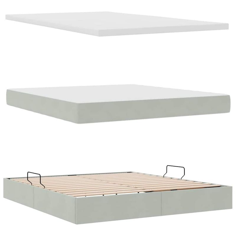 Casa si Gradina - Mobilier - Paturi si accesorii - Paturi - Pat cu lumini cu banda LED Gri deschis 160 x 200 cm Catifea - Infinity.ro