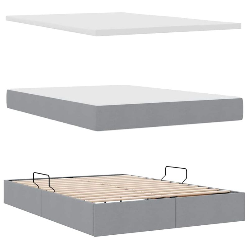 Casa si Gradina - Mobilier - Paturi si accesorii - Paturi - Pat cu lumini cu banda LED Gri deschis 140 x 190 cm tesatura - Infinity.ro