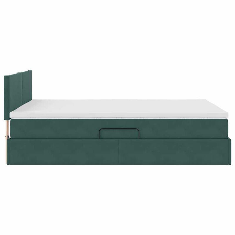 Casa si Gradina - Mobilier - Paturi si accesorii - Paturi - Pat cu lumini cu banda LED Verde inchis 140 x 190 cm Catifea - Infinity.ro