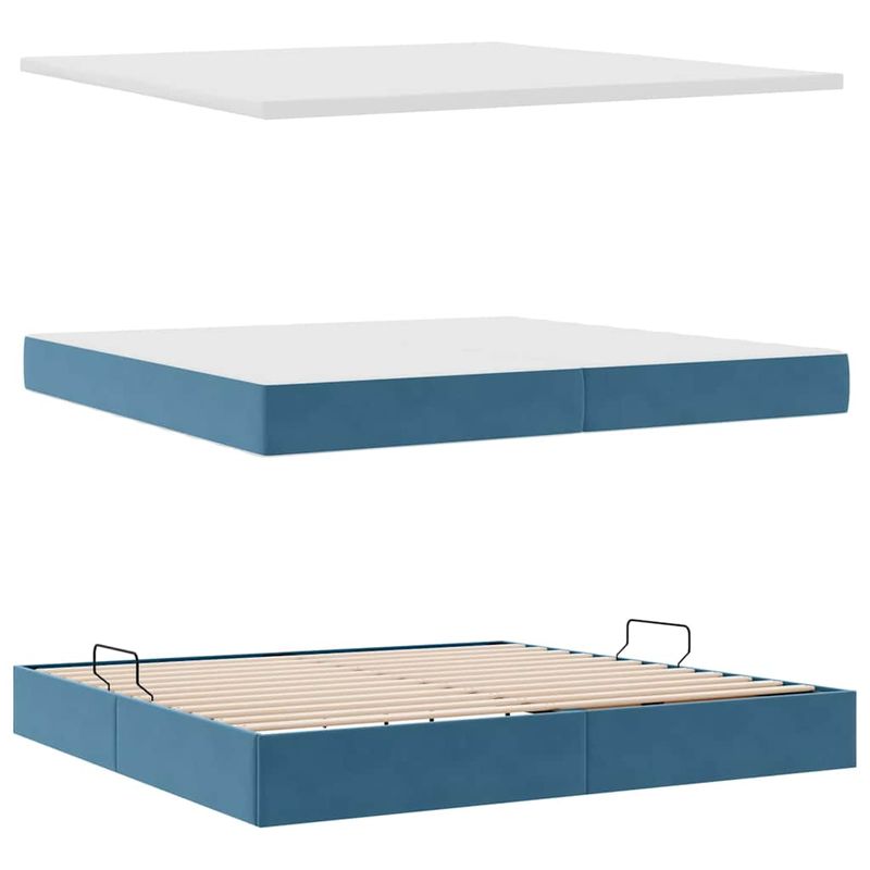Casa si Gradina - Mobilier - Paturi si accesorii - Paturi - Pat cu lumini cu banda LED Albastru inchis 200 x 200 cm Catifea - Infinity.ro