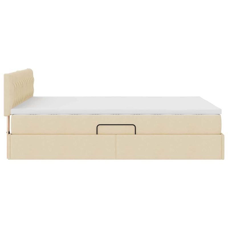 Casa si Gradina - Mobilier - Paturi si accesorii - Paturi - Pat cu lumini cu banda LED Creme 140 x 190 cm tesatura - Infinity.ro