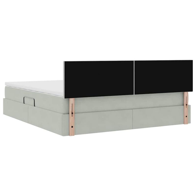 Casa si Gradina - Mobilier - Paturi si accesorii - Paturi - Pat cu lumini cu banda LED Gri deschis 160 x 200 cm Catifea - Infinity.ro