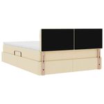 Casa si Gradina - Mobilier - Paturi si accesorii - Paturi - Pat cu lumini cu banda LED Creme 140 x 190 cm tesatura - Infinity.ro