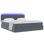 Casa si Gradina - Mobilier - Paturi si accesorii - Paturi - Pat cu lumini cu banda LED Gri inchis 160 x 200 cm Catifea - Infinity.ro