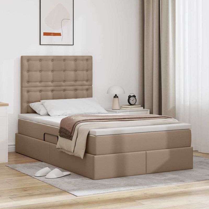 Casa si Gradina - Mobilier - Paturi si accesorii - Paturi - Pat cu lumini cu banda LED Cappuccino 120 x 200 cm PVC - Infinity.ro