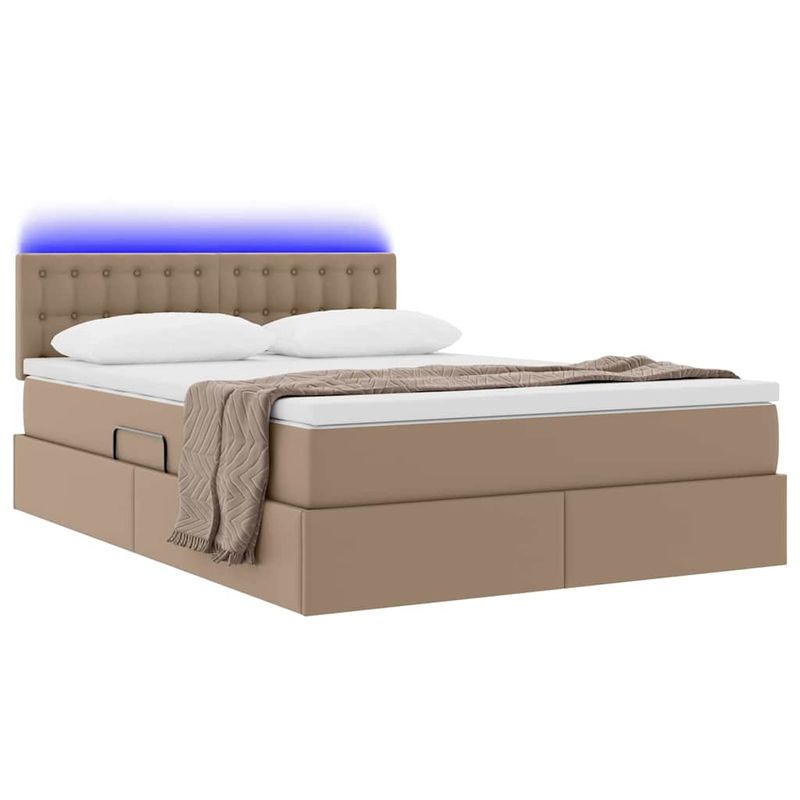Casa si Gradina - Mobilier - Paturi si accesorii - Paturi - Pat cu lumini cu banda LED Cappuccino 140 x 200 cm PVC - Infinity.ro