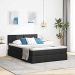Casa si Gradina - Mobilier - Paturi si accesorii - Paturi - Pat cu lumini cu banda LED Negru 140 x 190 cm tesatura - Infinity.ro