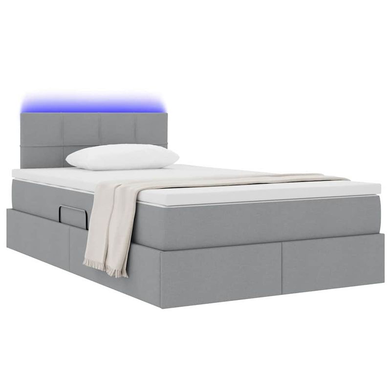 Casa si Gradina - Mobilier - Paturi si accesorii - Paturi - Pat cu lumini cu banda LED Gri deschis 120 x 200 cm tesatura - Infinity.ro