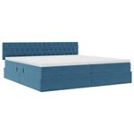 Casa si Gradina - Mobilier - Paturi si accesorii - Paturi - Pat cu lumini cu banda LED Albastru inchis 200 x 200 cm Catifea - Infinity.ro