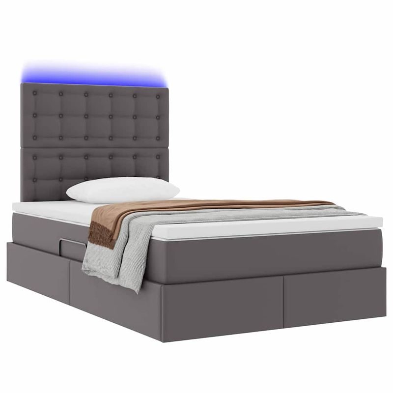 Casa si Gradina - Mobilier - Paturi si accesorii - Paturi - Pat cu lumini cu banda LED cu headboard Gri 120 x 200 cm PVC - Infinity.ro