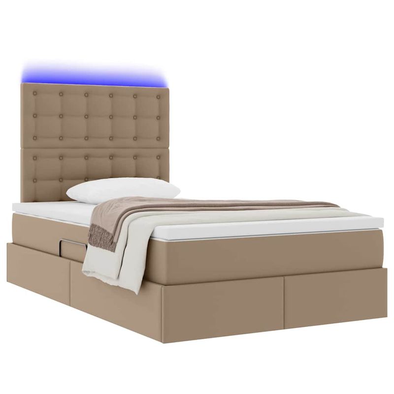 Casa si Gradina - Mobilier - Paturi si accesorii - Paturi - Pat cu lumini cu banda LED Cappuccino 120 x 200 cm PVC - Infinity.ro